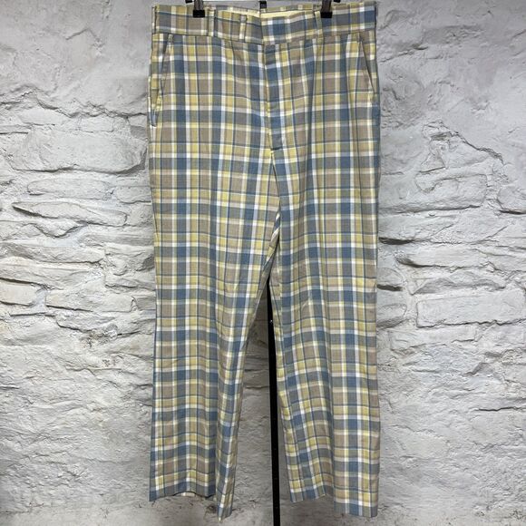 Hubbard Pants Hippy Loud Golf Pants Plaid MCM Vintage 70s Mad Men Slacks - Picture 1 of 5